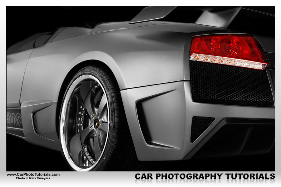 This very special looking Murciélago was photographed inside the same showroom as the Gallardo in this tutorial